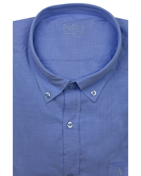 Büyük Beden Mavi Kırçıllı Gömlek