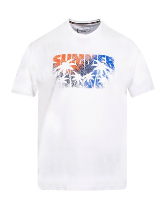 Büyük Beden Beyaz Summer Yazılı Baskılı T-Shirt