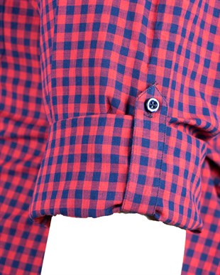 Büyük Beden Kırmızı-Mavi Kareli Gömlek