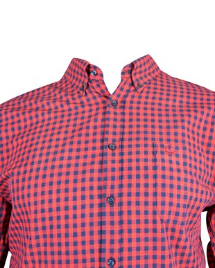 Büyük Beden Kırmızı-Mavi Kareli Gömlek